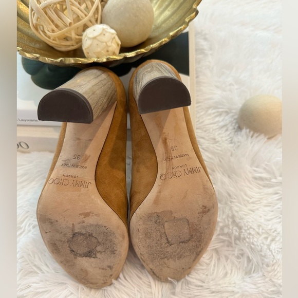 Jimmy Choo Brown Laria Suede Almond Toe Wood Heel Pump - Picture 6 of 9